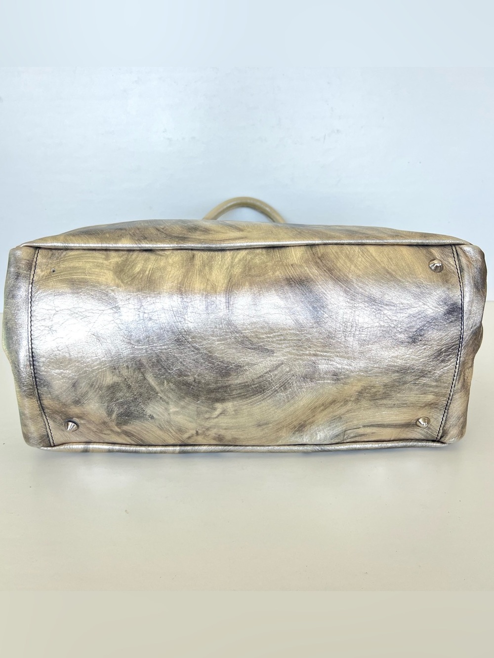 Maurizio Taiuti Metallic Swirl Leather Tote - Silver & Gold Tones - Picture 6 of 14